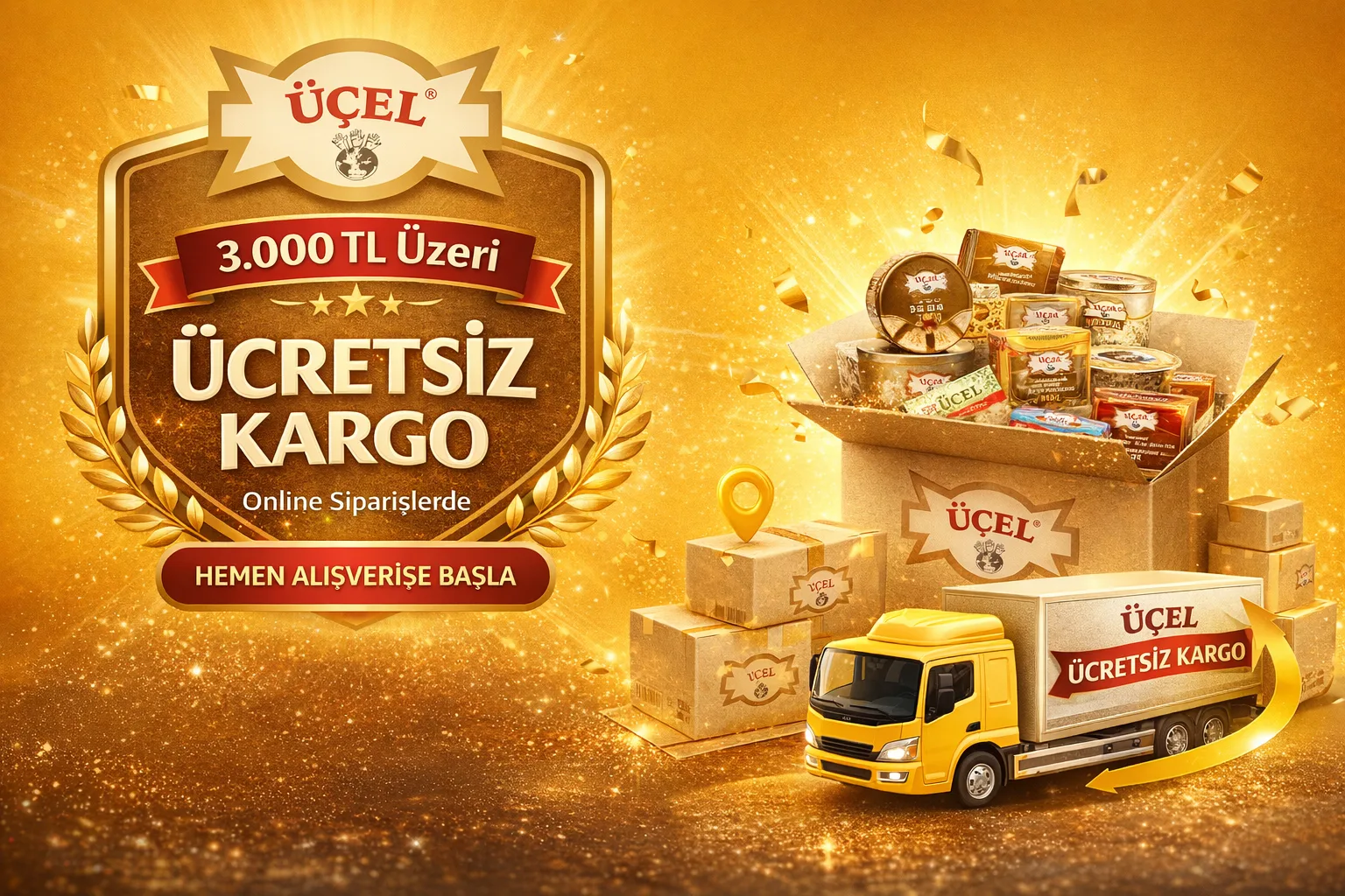 3000 TL üzeri alışverişlerinizde Kargo bizden..